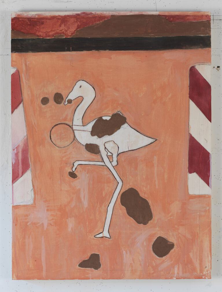 Eugene Brodsky, "Flamingo (Hamburg)," oil on linen mounted on panel