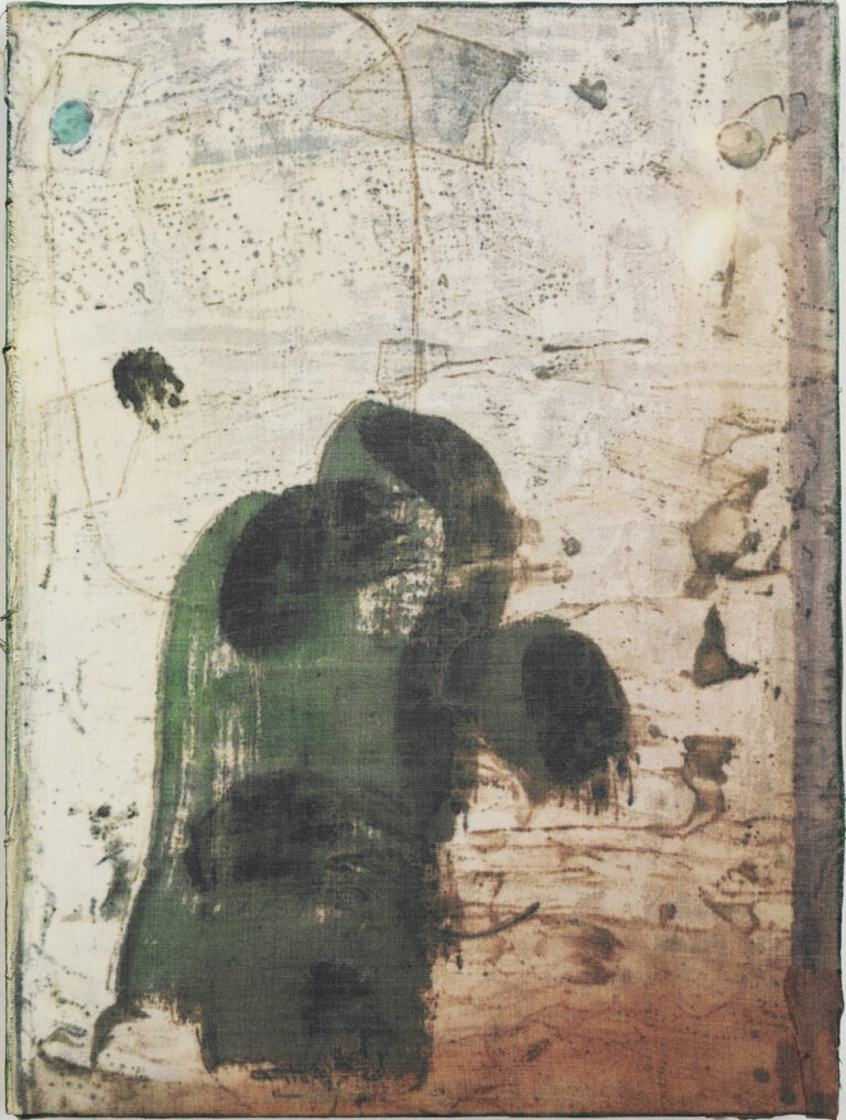 Eugene Brodsky, "Ghost (Reference)," ink, silk on panel