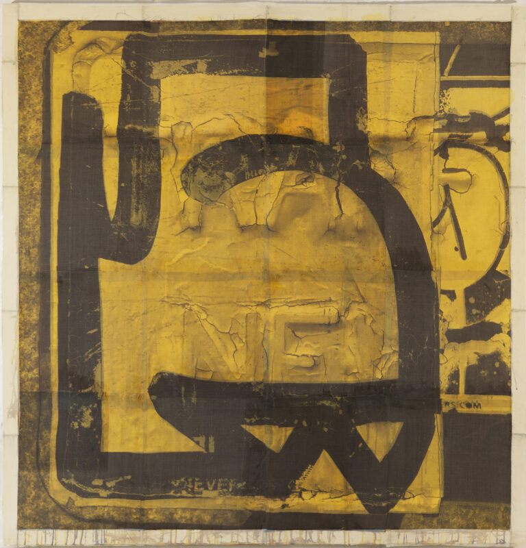 Eugene Brodsky, "Yellow Wall," ink, acrylic, silk on linen