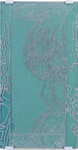 Eugene Brodsky, "Artbutt," oil, plastic, silk screen ink on canvas