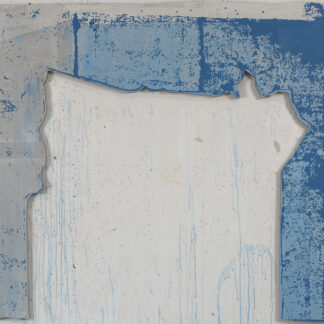 Eugene Brodsky, "Blue Cutaway," ink, acrylic, silk on wood