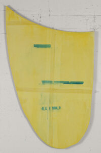 Eugene Brodsky, "Yellow Shield," mixed media on wooden panel