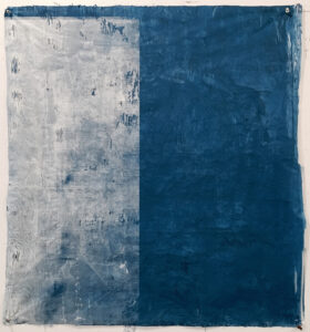 Eugene Brodsky, "Blue and Silver," ink on silk