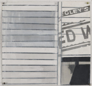 Eugene Brodsky, "Gray Truck," ink, graphite on collaged silk