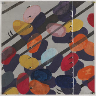 Eugene Brodsky, "Jellybeans," ink, graphite on collaged silk