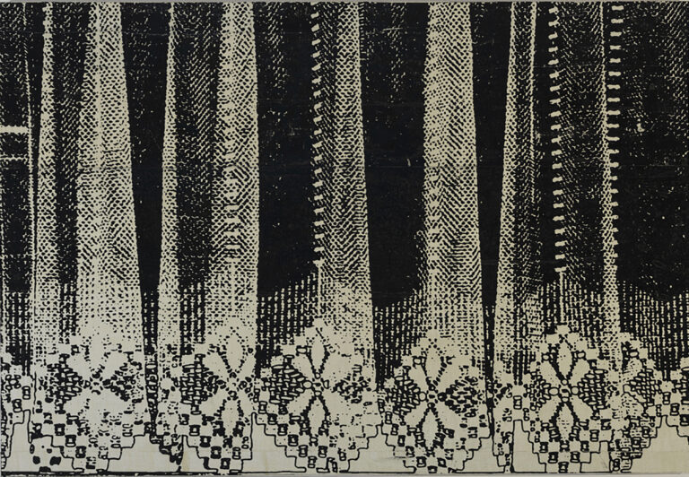 Eugene Brodsky, "Lace Horizontal," paint, silk on panel