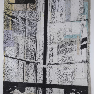 Eugene Brodsky, "Lace Vertical," ink, graphite on collaged silk