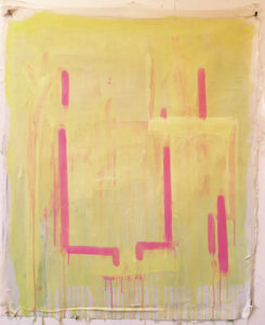 Eugene Brodsky, "Yellow and Pink," ink on silk