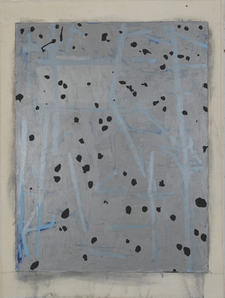 Eugene Brodsky, "Dots #2," oil, graphite, linen, silk on panel