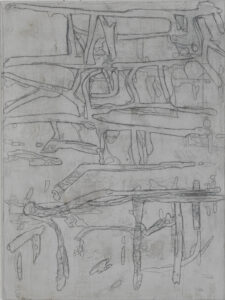 Eugene Brodsky, "Tracked," oil, graphite, wax on linen