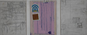 Eugene Brodsky, "Hanging Together," oil, graphite, wax, linen on panel