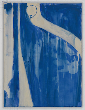 Eugene Brodsky, "Blue Path," acrylic, silk, linen on panel