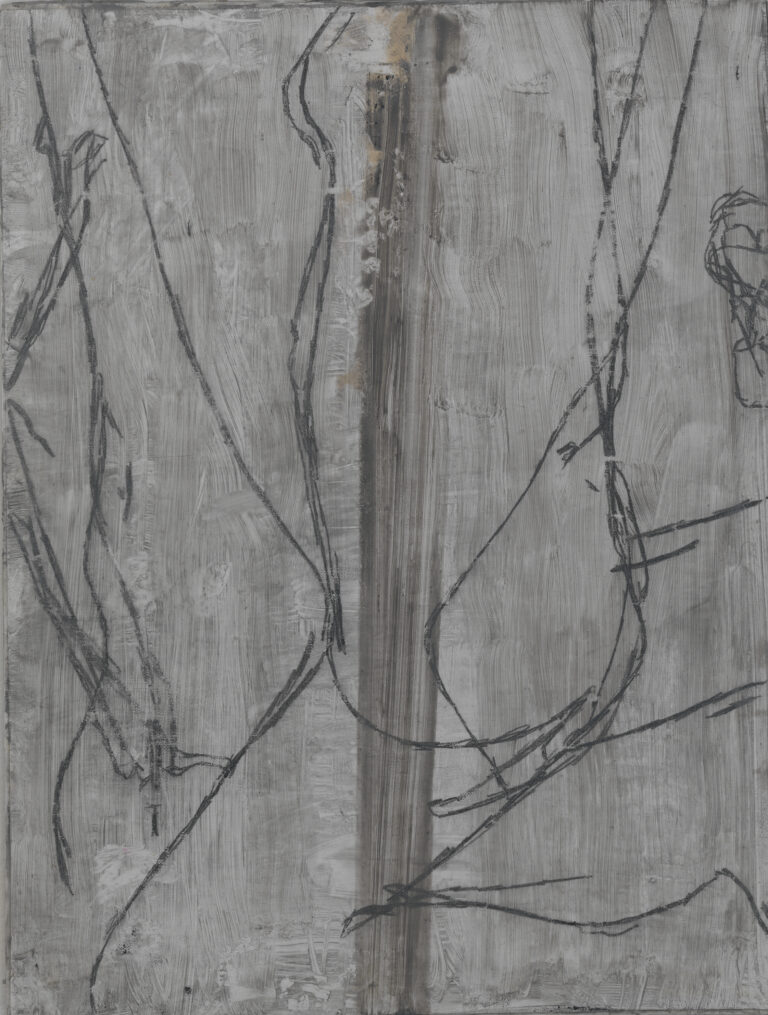 Eugene Brodsky, "Sideways," oil, graphite, wax, linen on panel