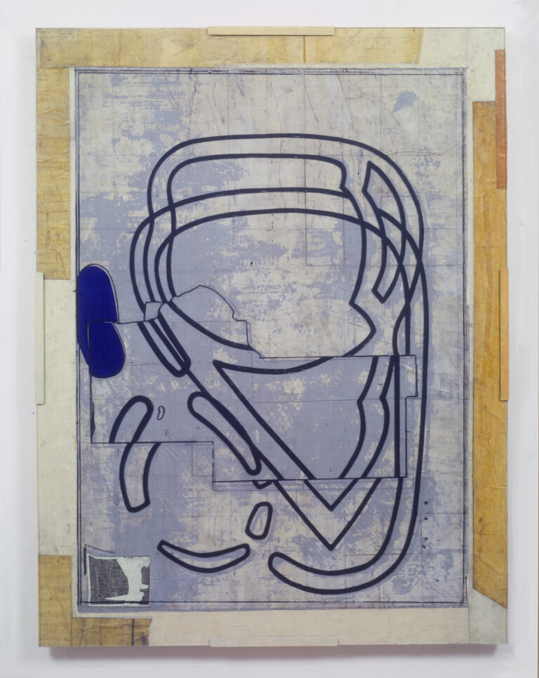 Eugene Brodsky, "Looking in the Mirror 3," silkscreen ink, silk, glass on panel