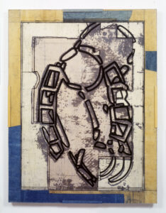 Eugene Brodsky, "Looking in the Mirror 4," silkscreen ink, silk, glass on panel