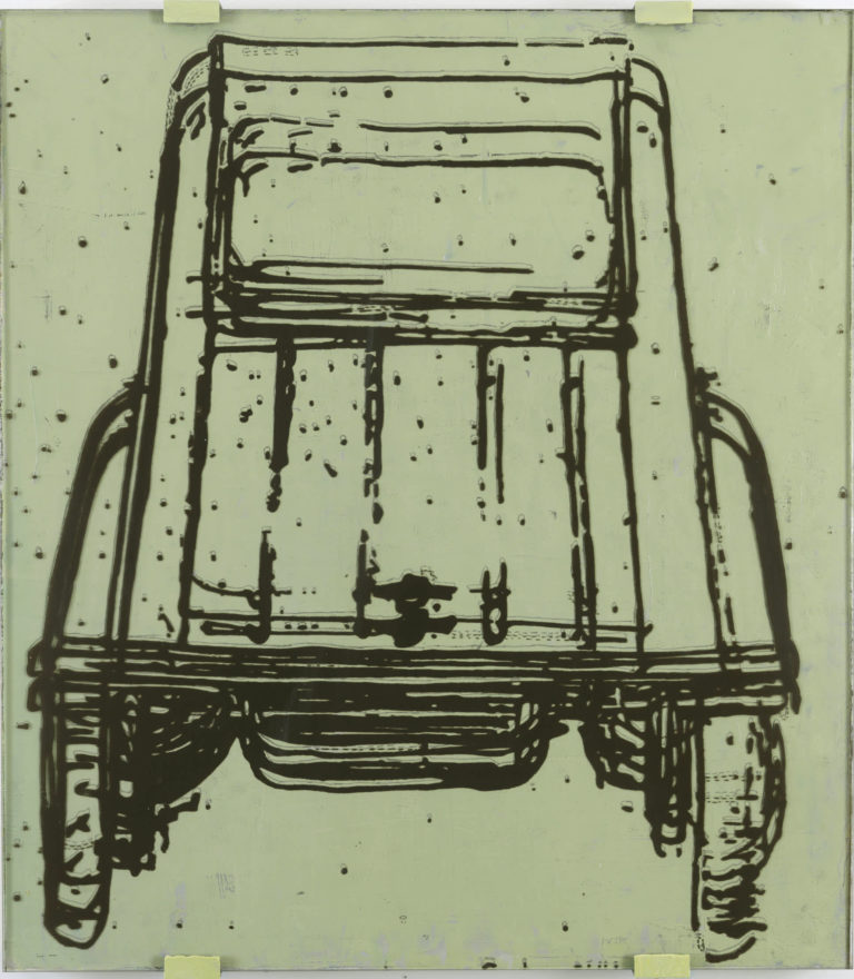 Eugene Brodsky, "Car X 2," oil on canvas, silkscreen ink on plastic