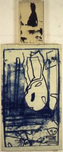 Eugene Brodsky, "The Devil," silkscreen ink, silk on panel
