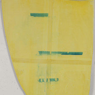 Eugene Brodsky, "Yellow Shield," ink, acrylic, silk on wood