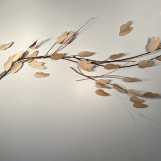 Donna Forma, "Blowing in the Wind," cheery wood sticks, bent wood leaves