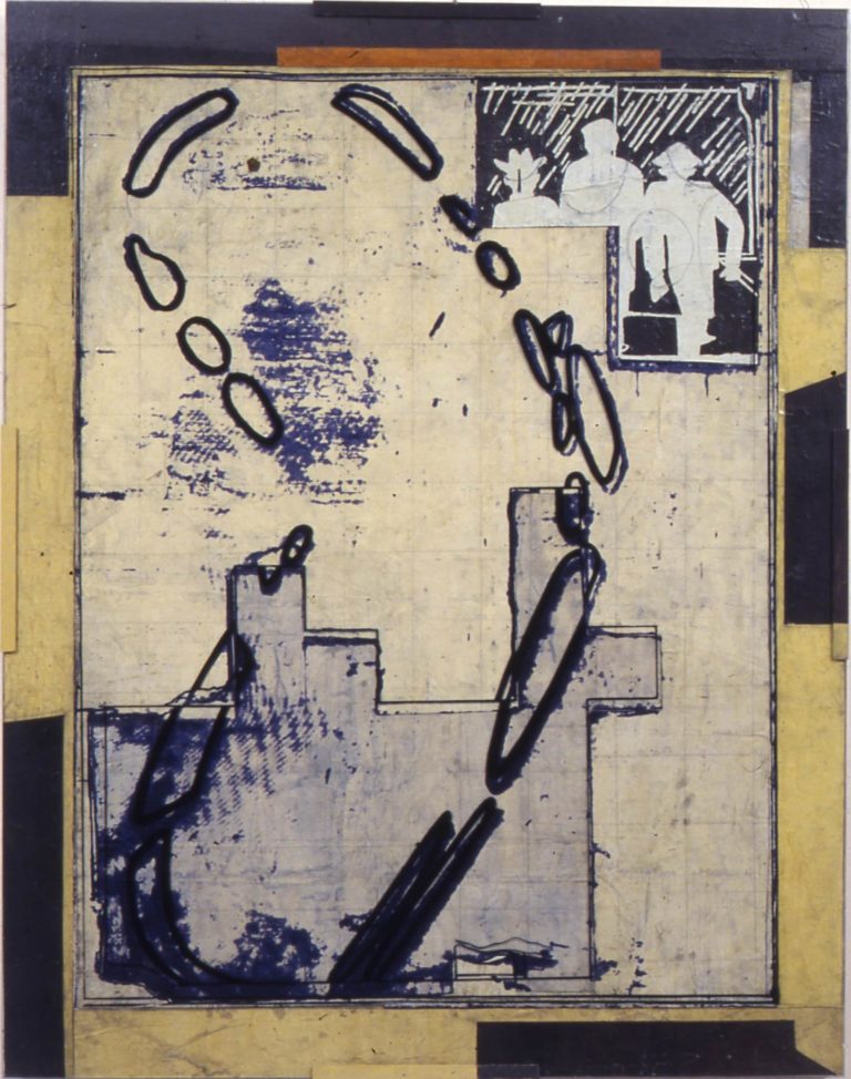 Eugene Brodsky, "Looking in the Mirror 5 10," silkscreen ink, silk, glass on panel