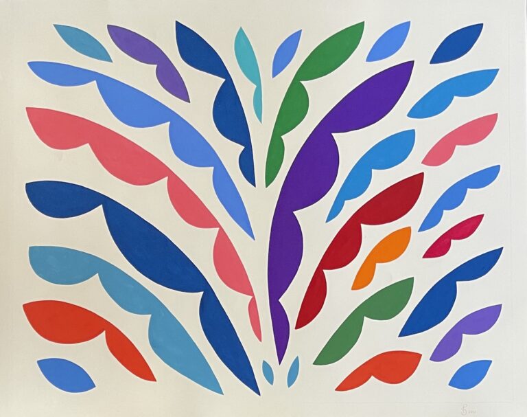 Patricia Udell, "Multi Color Leaves IV," gouache paint on paper