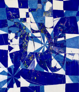 Galen Cheney, "Blue Shards," flashe, acrylic on canvas