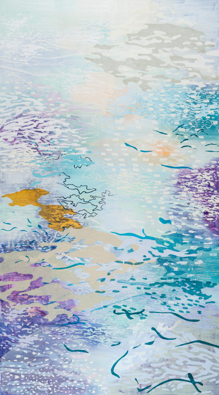Laura Fayer, "Sky Jewel," acrylic, Japanese paper on canvas