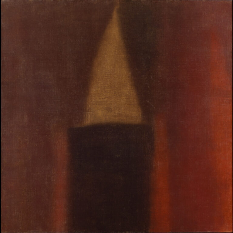 Louise Crandell, "light at the end of the funnel," oil, wax on linen