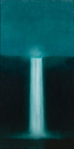 Louise Crandell, "water falling," oil, wax on linen
