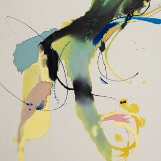 Laura Moretz, "Sutra," acrylic, enamel, pastel, oil paint marker, Aspen snow melt on raw canvas