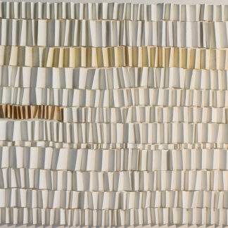 Irene Yesley, “Bent Paper 1,” acrylic paint, gold leaf on strathmore drawing paper