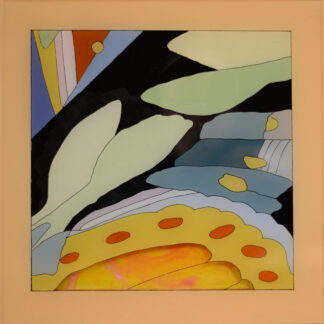 Irene Yesley, “Wings 2,” acrylic paint on 2 layers of plexi