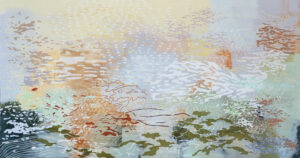 Laura Fayer, "Sky Blossom," acrylic, Japanese paper on canvas