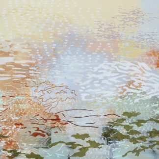 Laura Fayer, "Sky Blossom," acrylic, Japanese paper on canvas