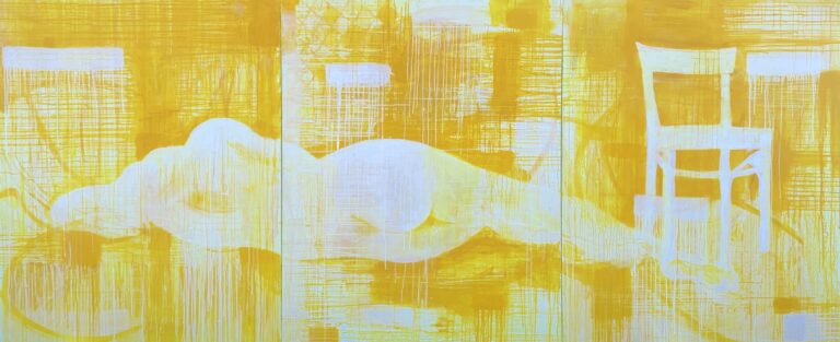 Michael Manning, "Reclining Figure in Yellow," acrylic, oil stick on canvas