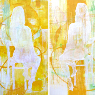 Michael Manning, "Seated Figures Left-Right," acrylic, oil stick on canvas