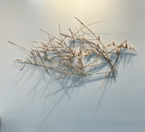 Donna Forma, "The Beauty of Coming Together," bent wooden leaves, beach grass