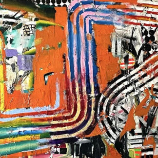 Galen Cheney, "Squeeze," oil and paper on canvas