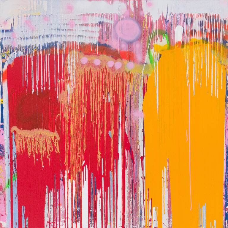 Michael Filan, "Pink Sunset," enamel on canvas