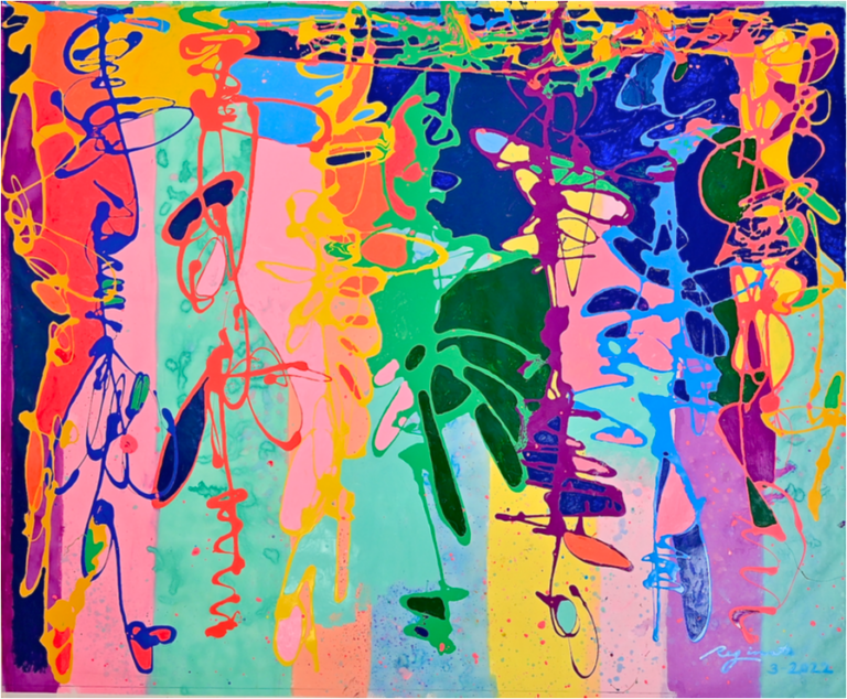 Peter Reginato, "Theory," enamel on canvas