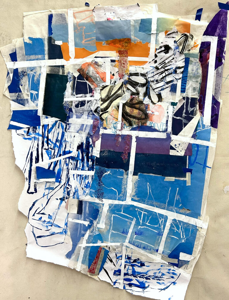 Galen Cheney, "Soul Window," ink and acrylic on collaged paper