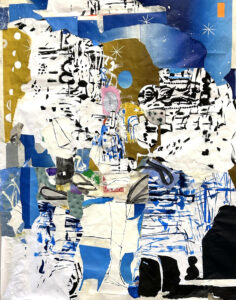 Galen Cheney, "Twilight," ink and acrylic on collaged paper