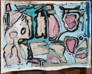 Claude Lawrence, "Dubious Origins," acrylic on canvas, unstretched
