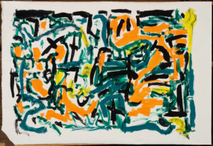 Claude Lawrence, "Trading Post," acrylic on paper