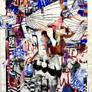 Galen Cheney, "Dreams of Flight," acrylic on collaged canvas