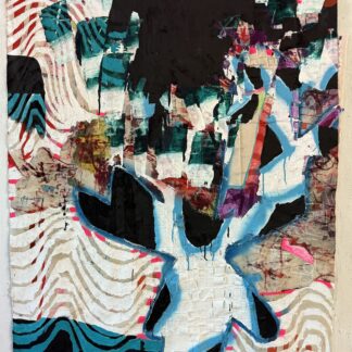 Galen Cheney, "Midnight Crag," acrylic and oil on collaged and woven canvas