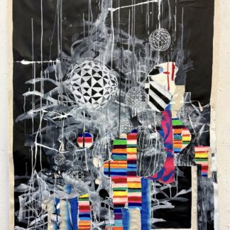 Galen Cheney, "Rise," acrylic on collaged canvas
