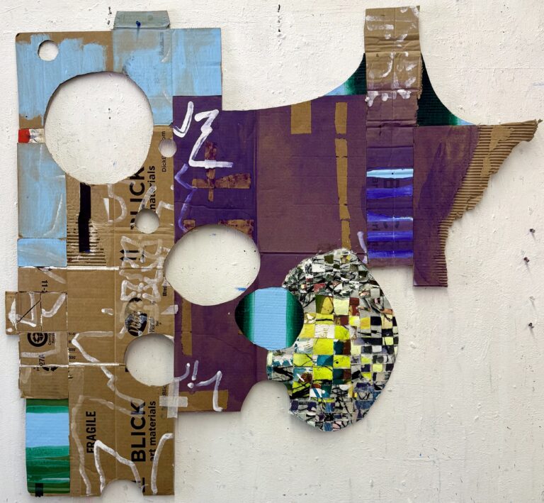 Galen Cheney, "Sparkle," acrylic on joined cardboard and woven canvas