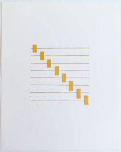 Bastienne Schmidt, "Gold Grids 14," mixed media on paper