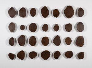 Carolina Sardi, "28 Grandfathers," steel with patina and wax